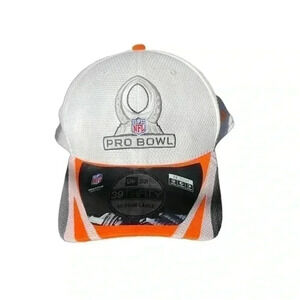 Pro Bowl Hat Cap Size M-L White Orange Embroidered Football New Era Adult